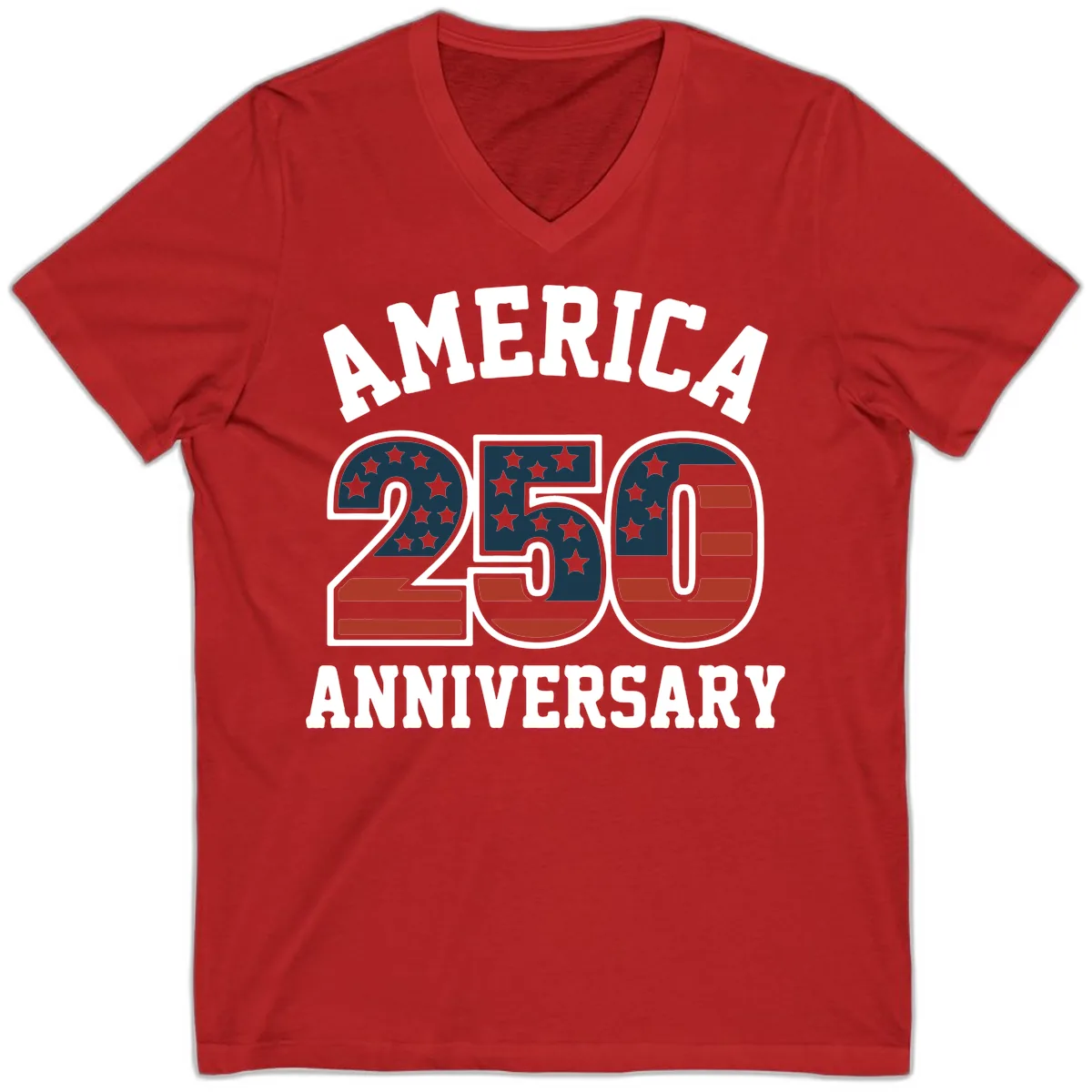 America 250th Anniversary Celebration V-Neck in Red