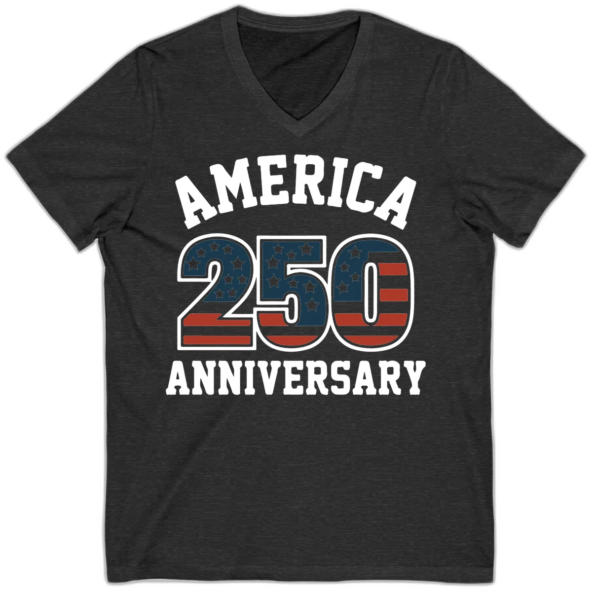 America 250th Anniversary Celebration V-Neck in Dark Grey Heather