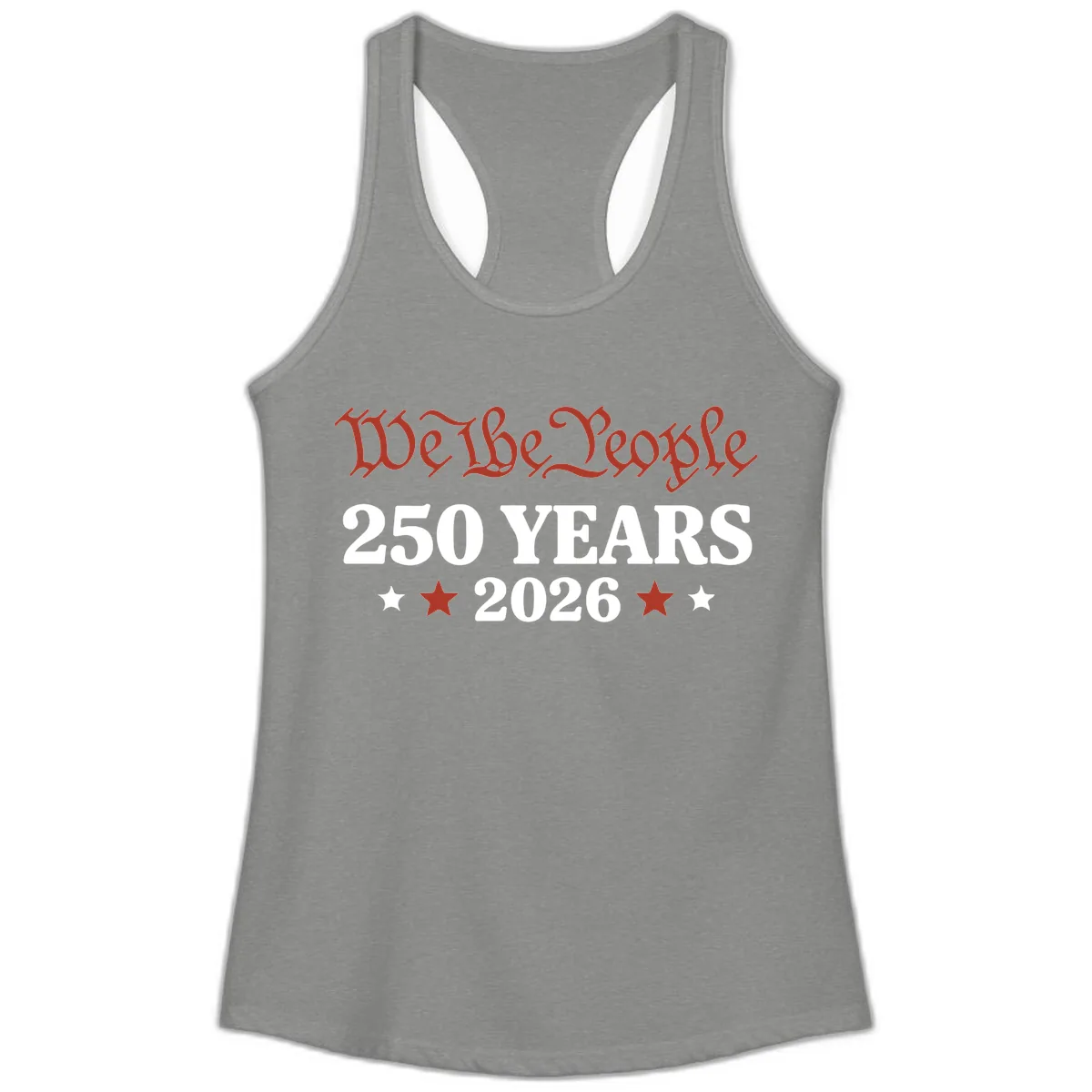 We The People 250 Years 2026 Ladies Tank in Heather Grey