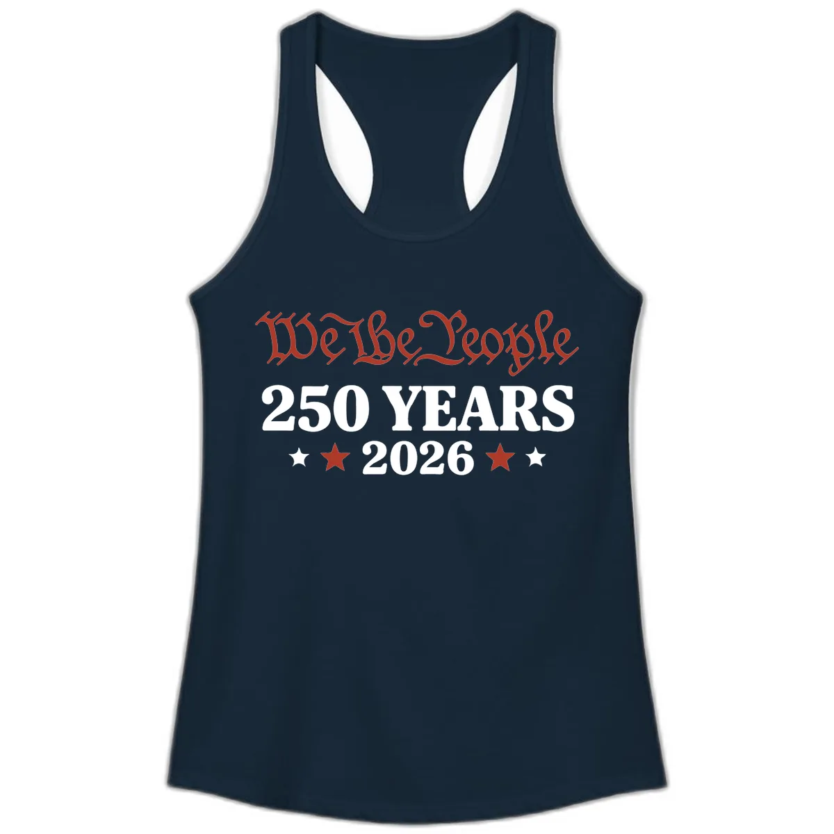 We The People 250 Years 2026 Ladies Tank in Solid Midnight Navy