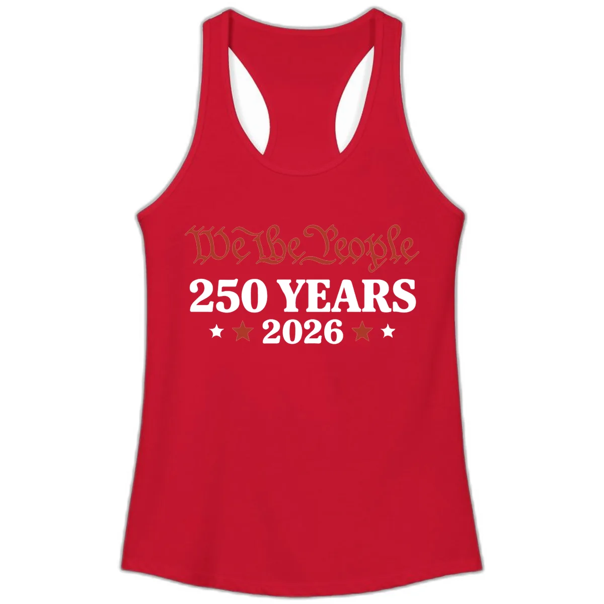 We The People 250 Years 2026 Ladies Tank in Solid Red