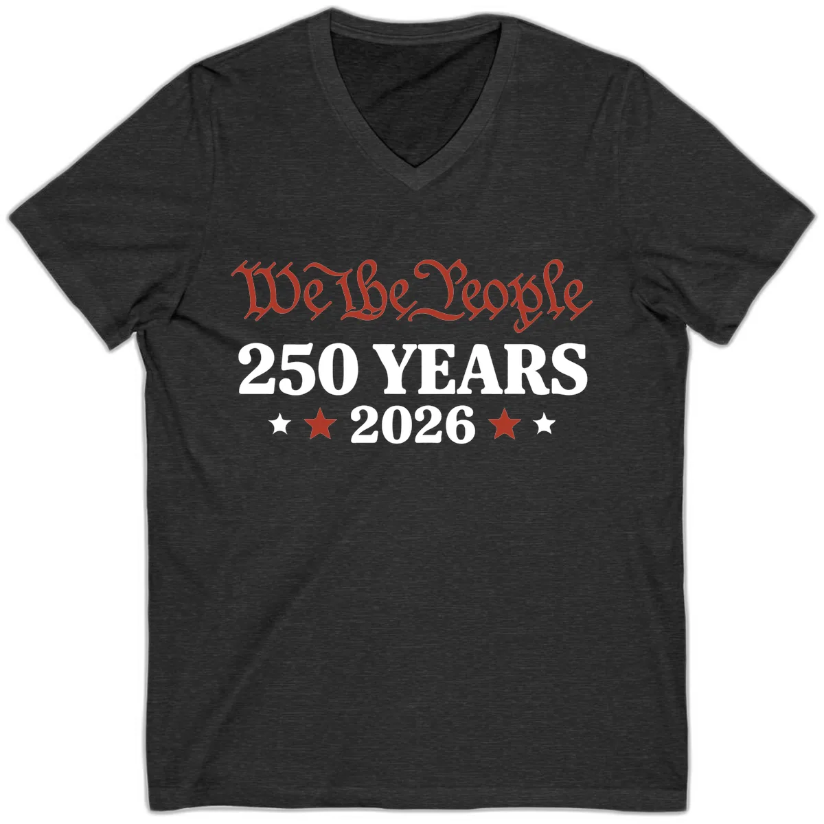 We The People 250 Years 2026 V-Neck in Dark Grey Heather