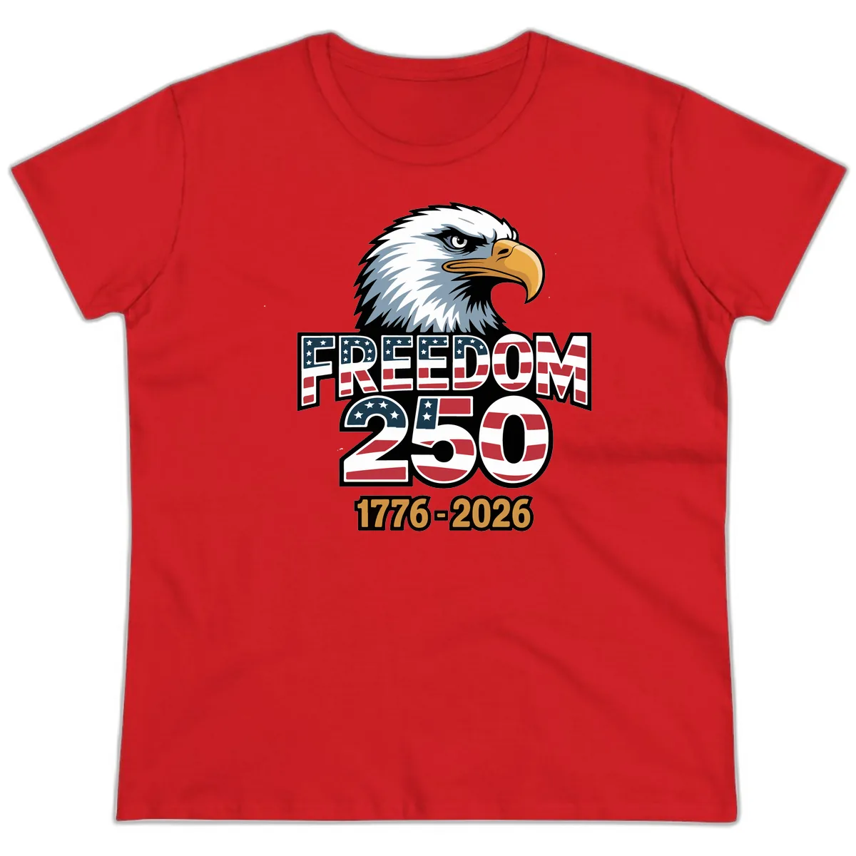 Freedom 250th Anniversary Celebration Ladies Tee in Red
