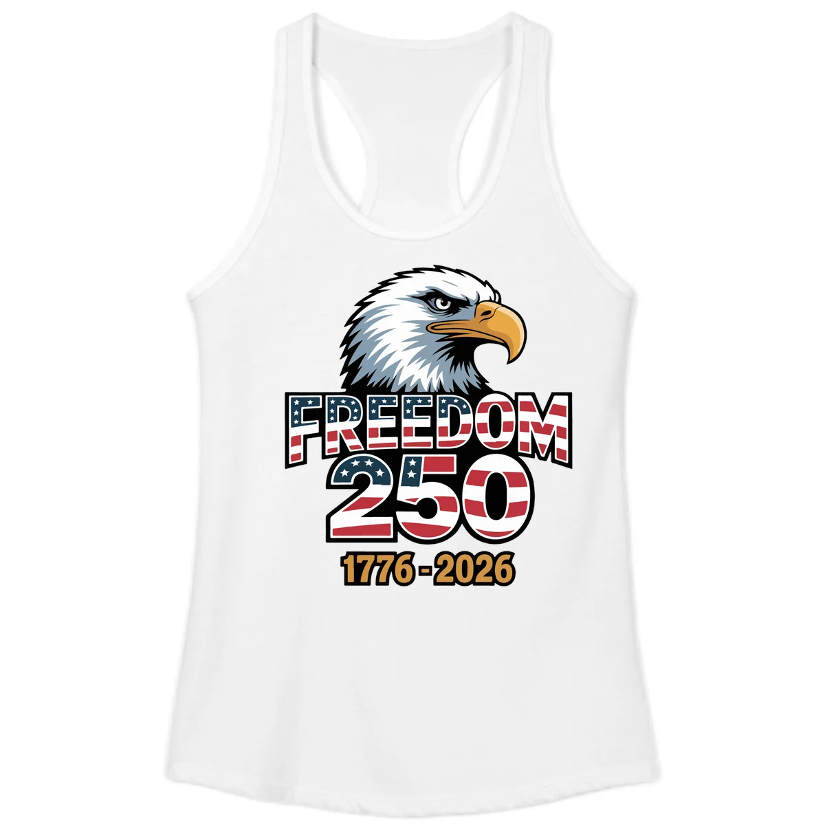 Freedom 250th Anniversary Celebration Ladies Tank in White