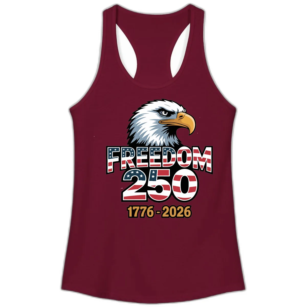 Freedom 250th Anniversary Celebration Ladies Tank in Solid Cardinal Red