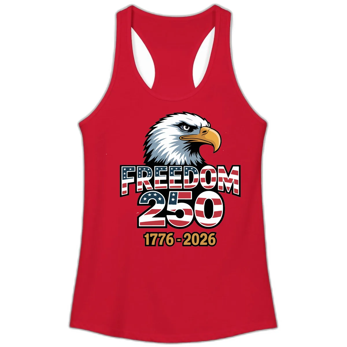 Freedom 250th Anniversary Celebration Ladies Tank in Solid Red