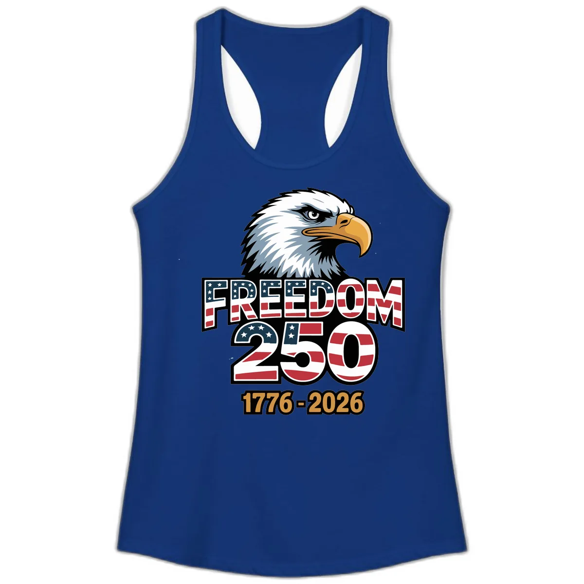 Freedom 250th Anniversary Celebration Ladies Tank in Solid Royal