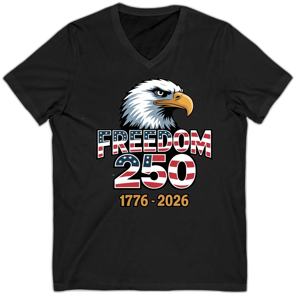 Freedom 250th Anniversary Celebration V-Neck in Black