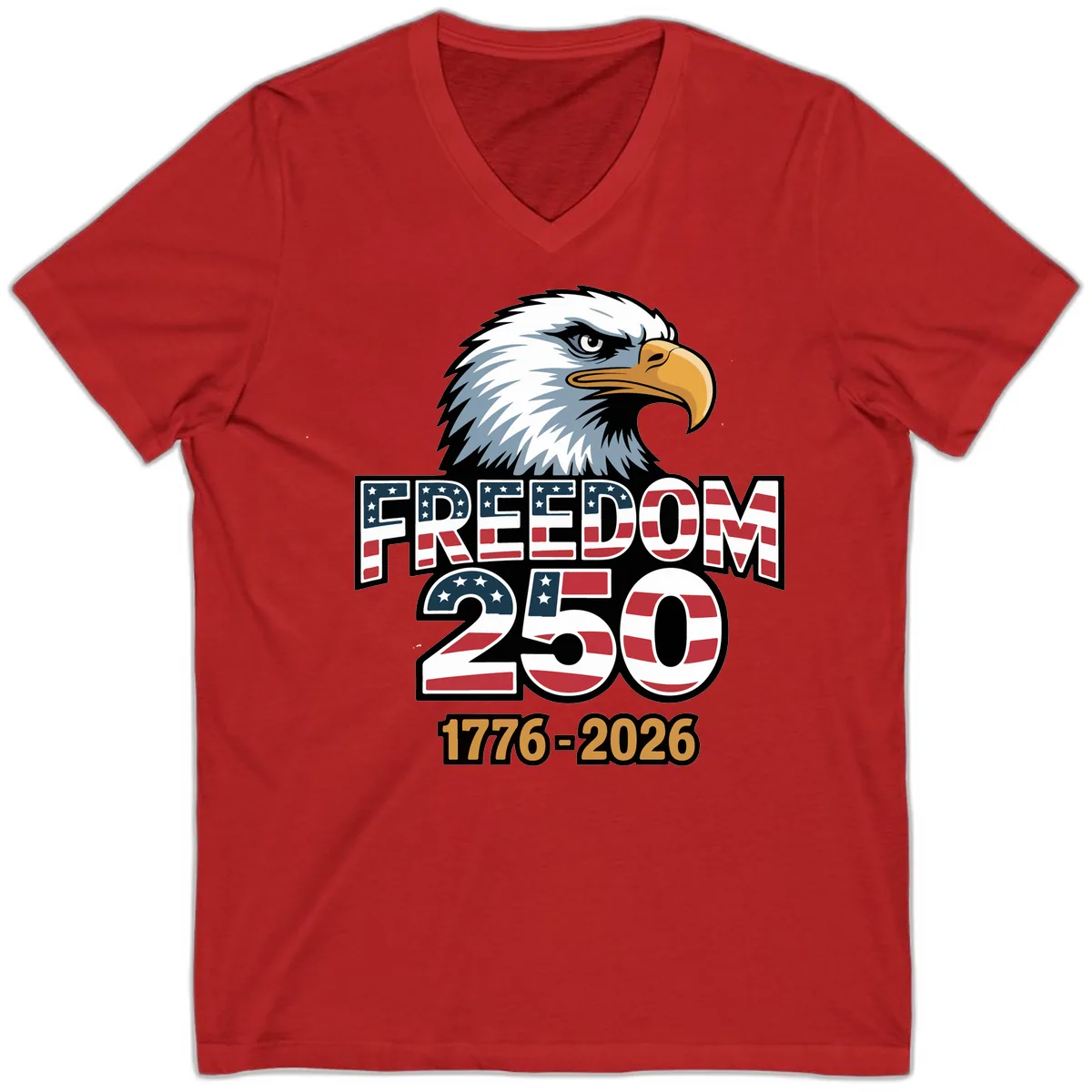 Freedom 250th Anniversary Celebration V-Neck in Red