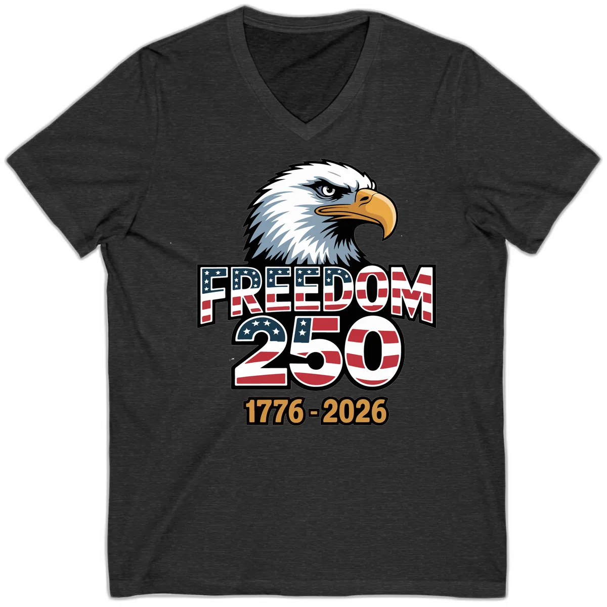 Freedom 250th Anniversary Celebration V-Neck in Dark Grey Heather