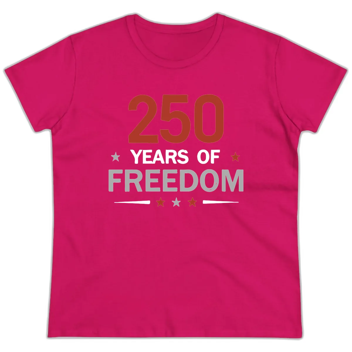 250 Years Of Freedom Celebration Ladies Tee in Heliconia