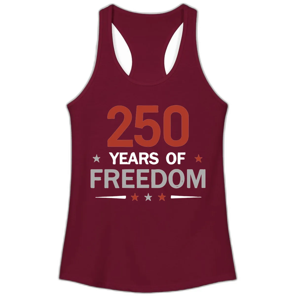 250 Years Of Freedom Celebration Ladies Tank in Solid Cardinal Red