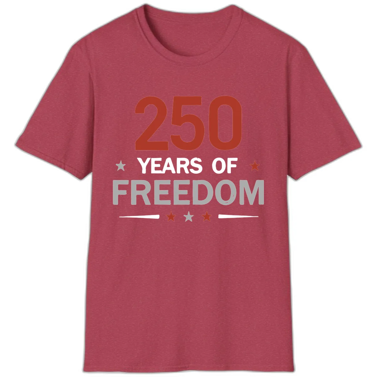 250 Years Of Freedom Celebration T-Shirt in Heather Cardinal