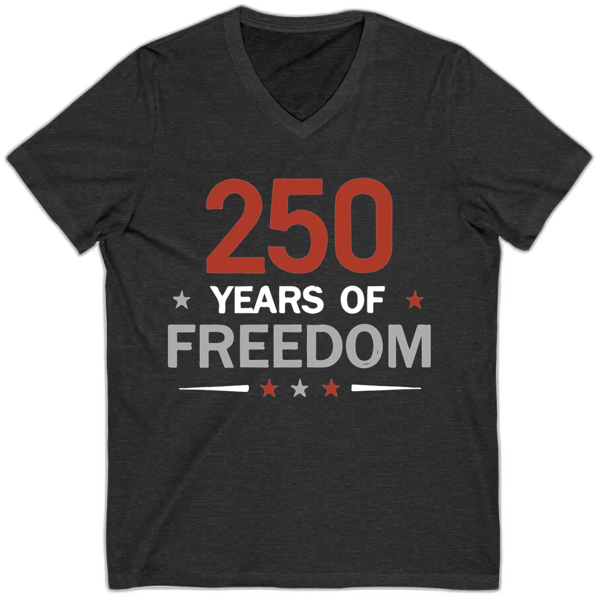 250 Years Of Freedom Celebration V-Neck in Dark Grey Heather