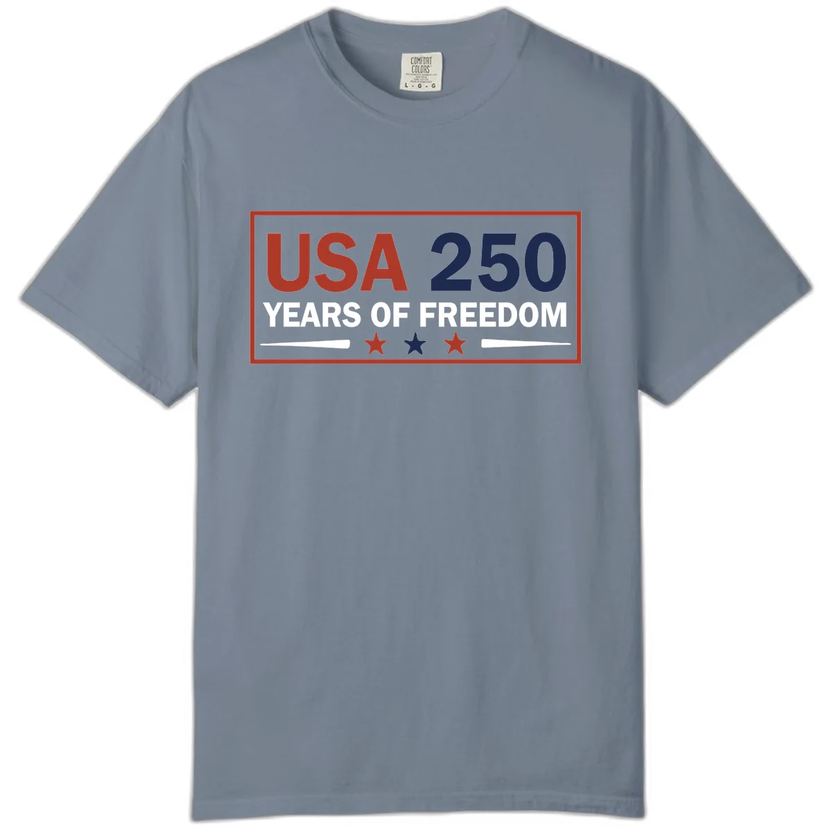 USA 250 Years Of Freedom Celebration Comfort Color in Blue Jean