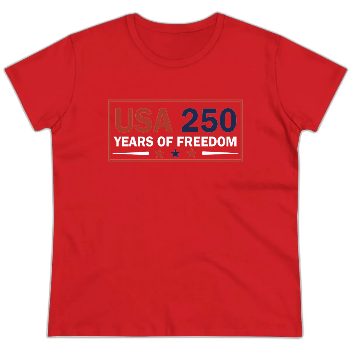 USA 250 Years Of Freedom Celebration Ladies Tee in Red
