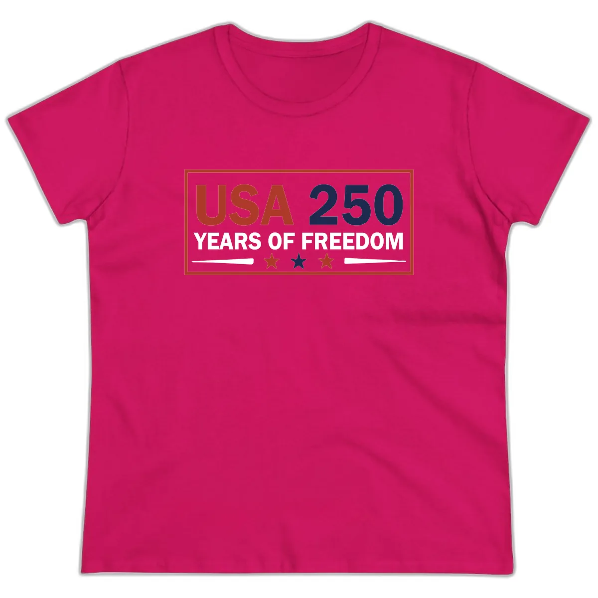 USA 250 Years Of Freedom Celebration Ladies Tee in Heliconia