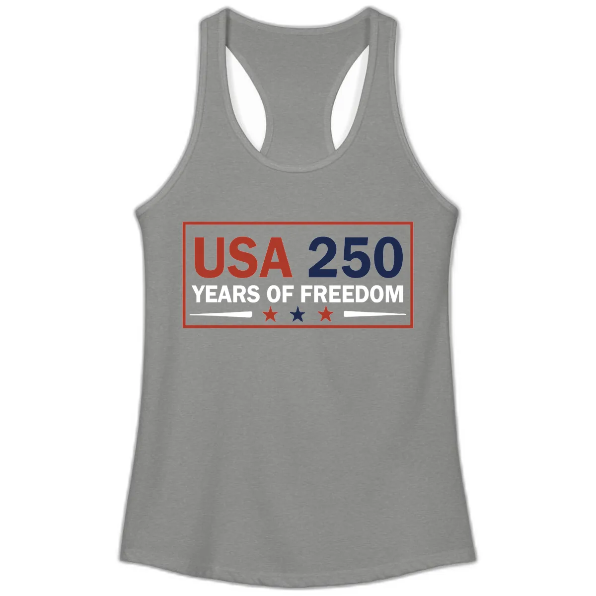 USA 250 Years Of Freedom Celebration Ladies Tank in Heather Grey