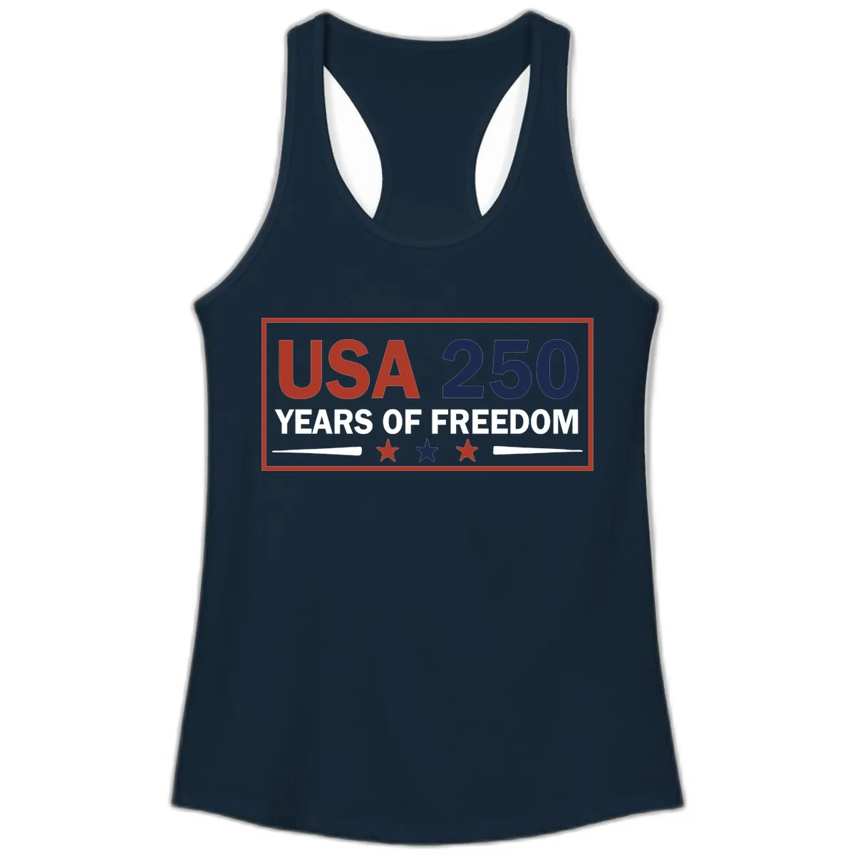 USA 250 Years Of Freedom Celebration Ladies Tank in Solid Midnight Navy