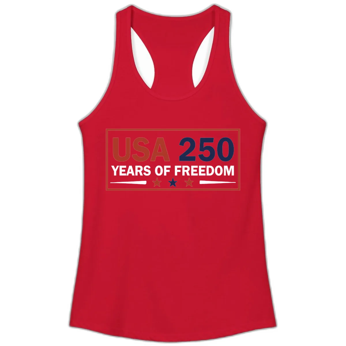 USA 250 Years Of Freedom Celebration Ladies Tank in Solid Red