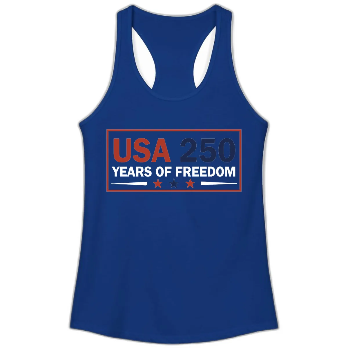 USA 250 Years Of Freedom Celebration Ladies Tank in Solid Royal