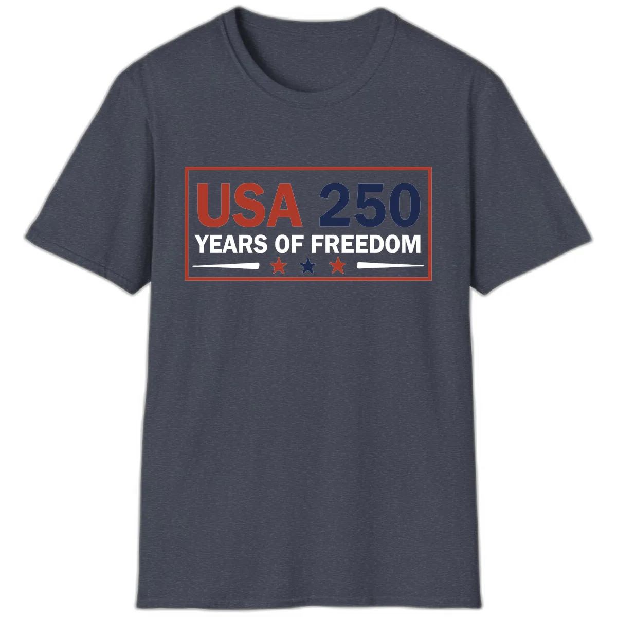 USA 250 Years Of Freedom Celebration T-Shirt in Heather Navy