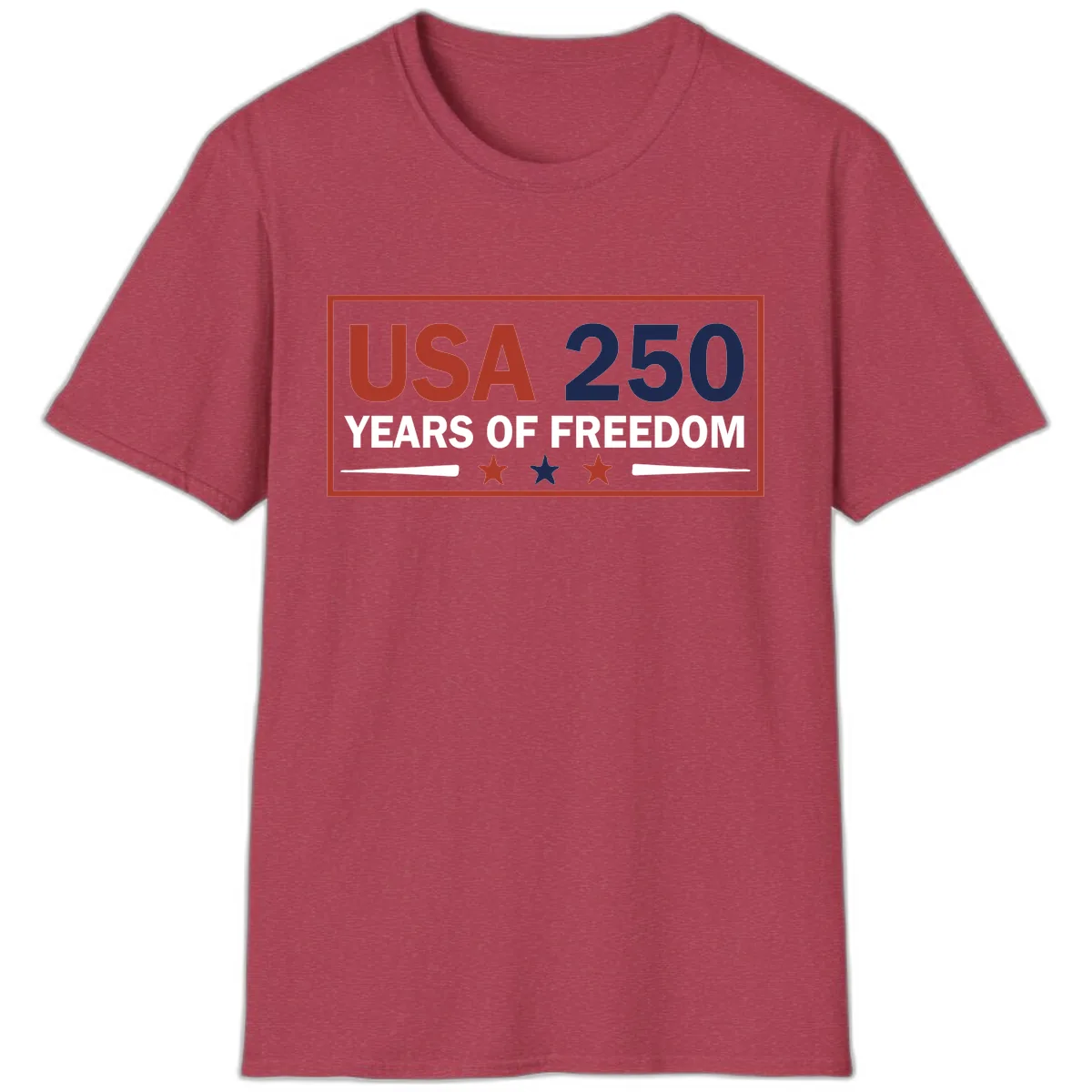 USA 250 Years Of Freedom Celebration T-Shirt in Heather Cardinal