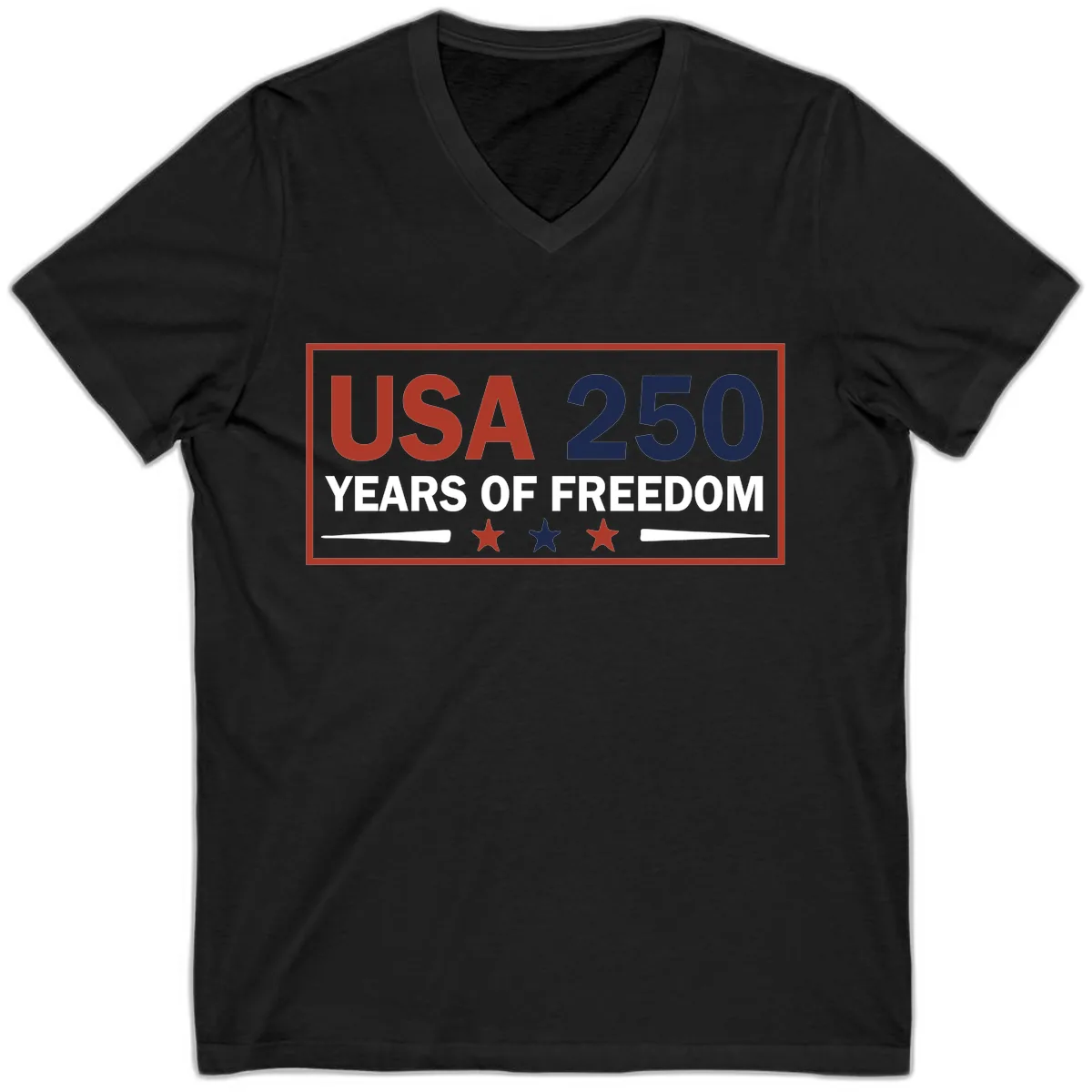 USA 250 Years Of Freedom Celebration V-Neck in Black