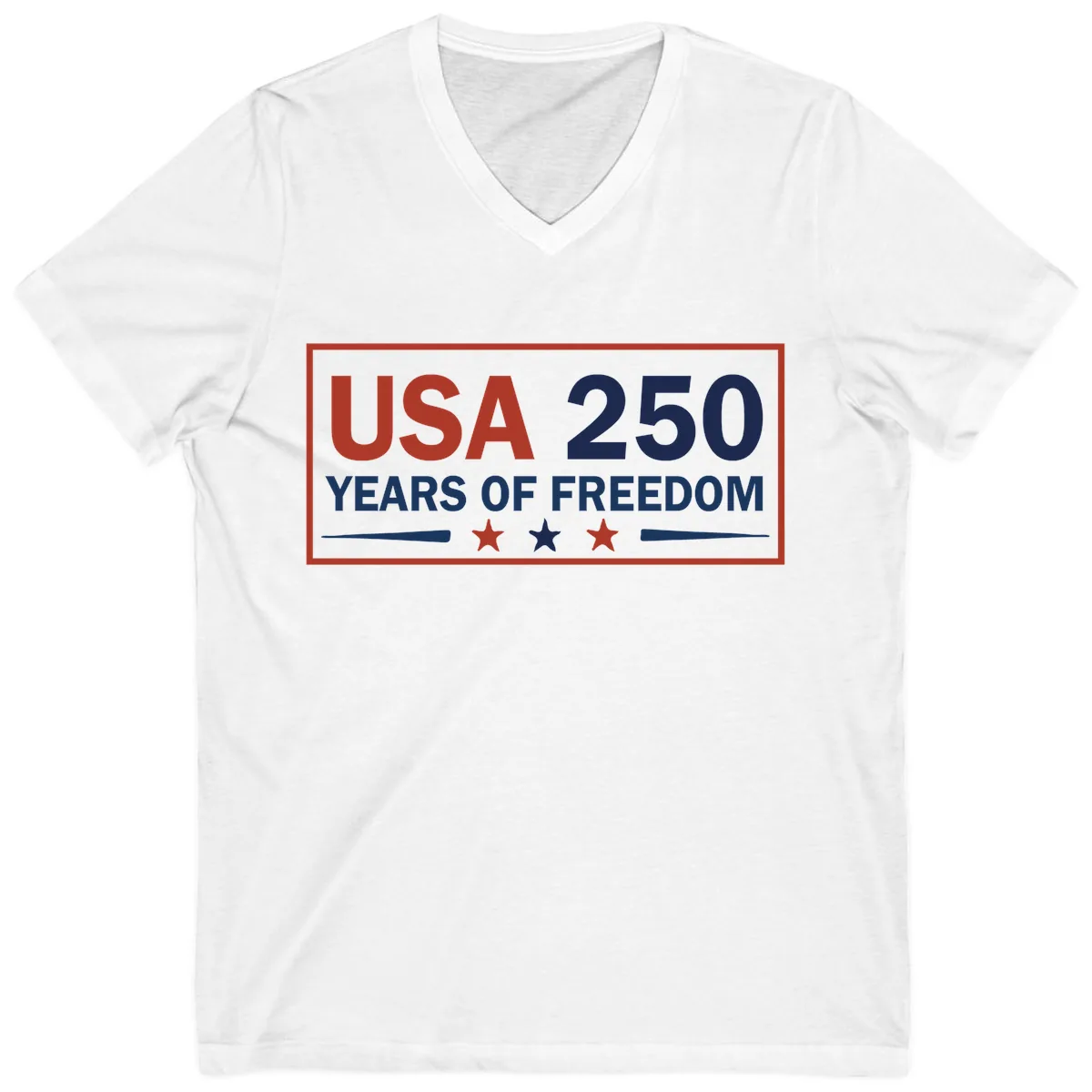 USA 250 Years Of Freedom Celebration V-Neck in White