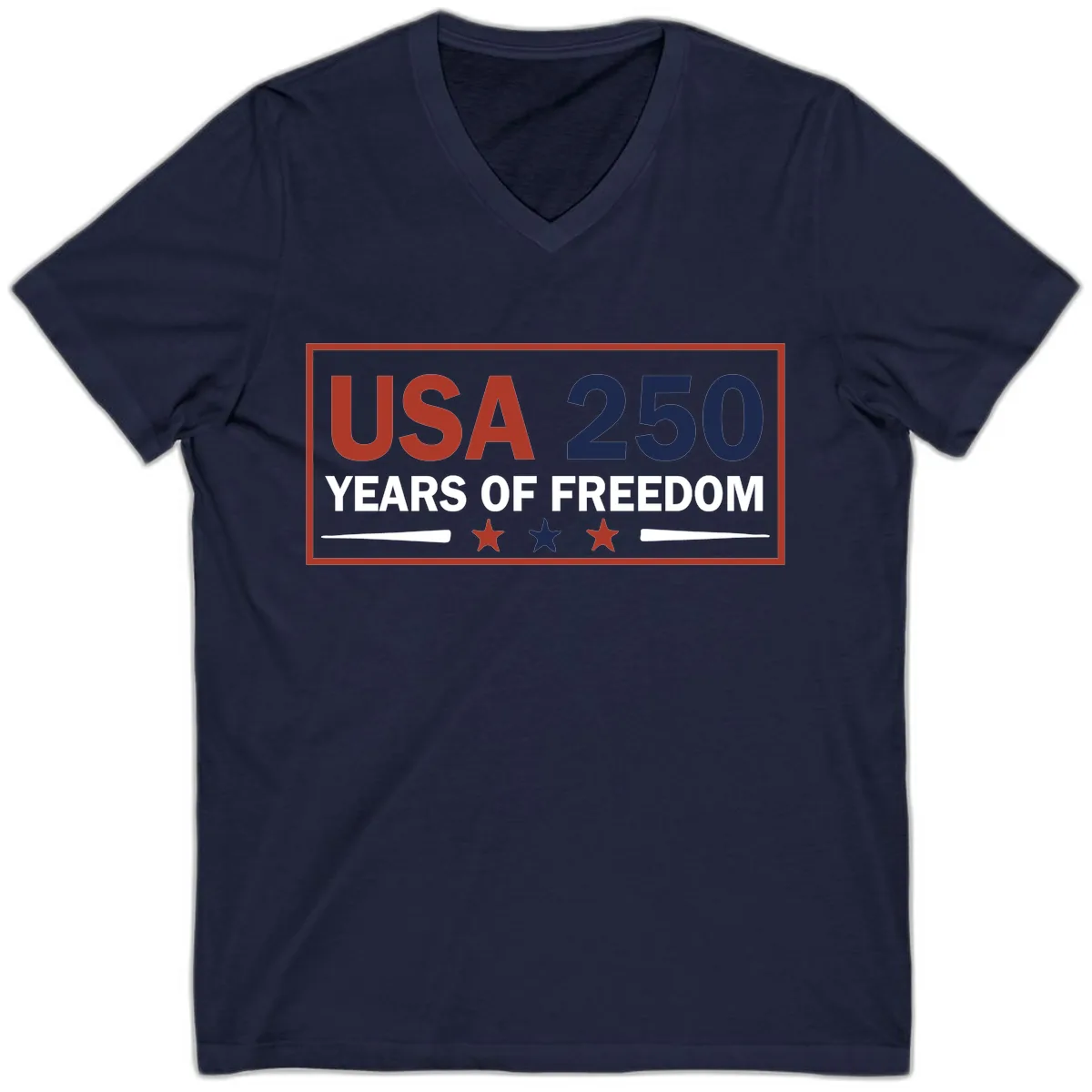 USA 250 Years Of Freedom Celebration V-Neck in Navy