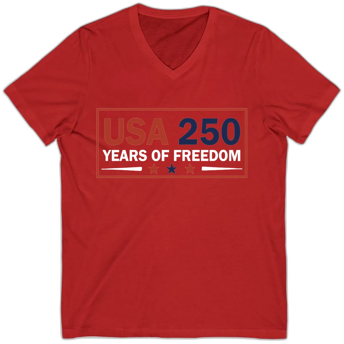 USA 250 Years Of Freedom Celebration V-Neck in Red