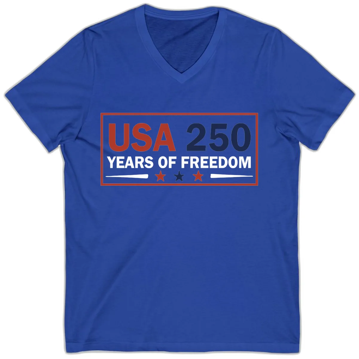 USA 250 Years Of Freedom Celebration V-Neck in True Royal
