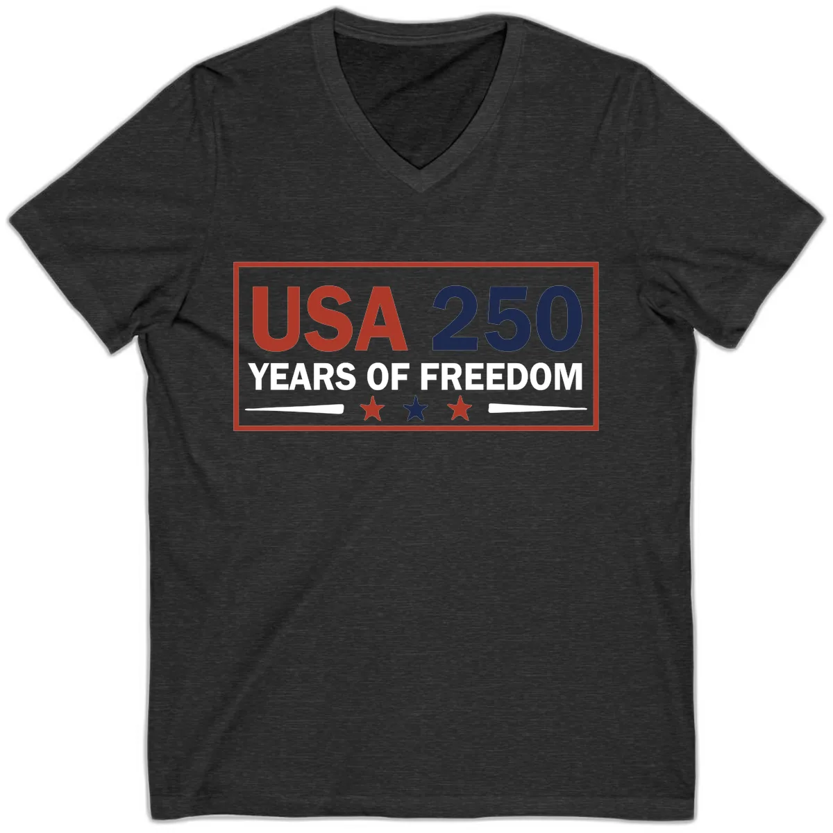 USA 250 Years Of Freedom Celebration V-Neck in Dark Grey Heather