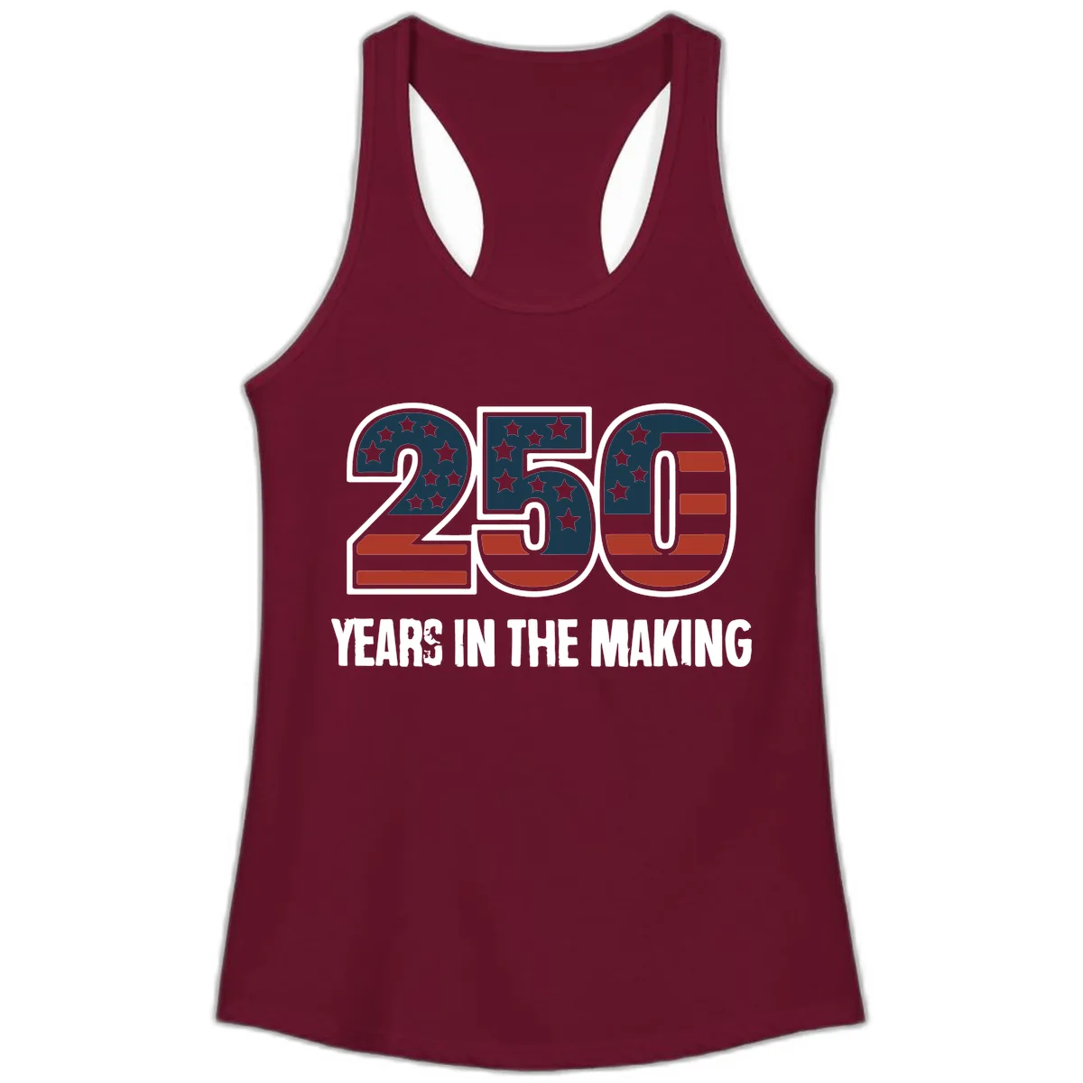250 Years In The Making Celebration Ladies Tank in Solid Cardinal Red
