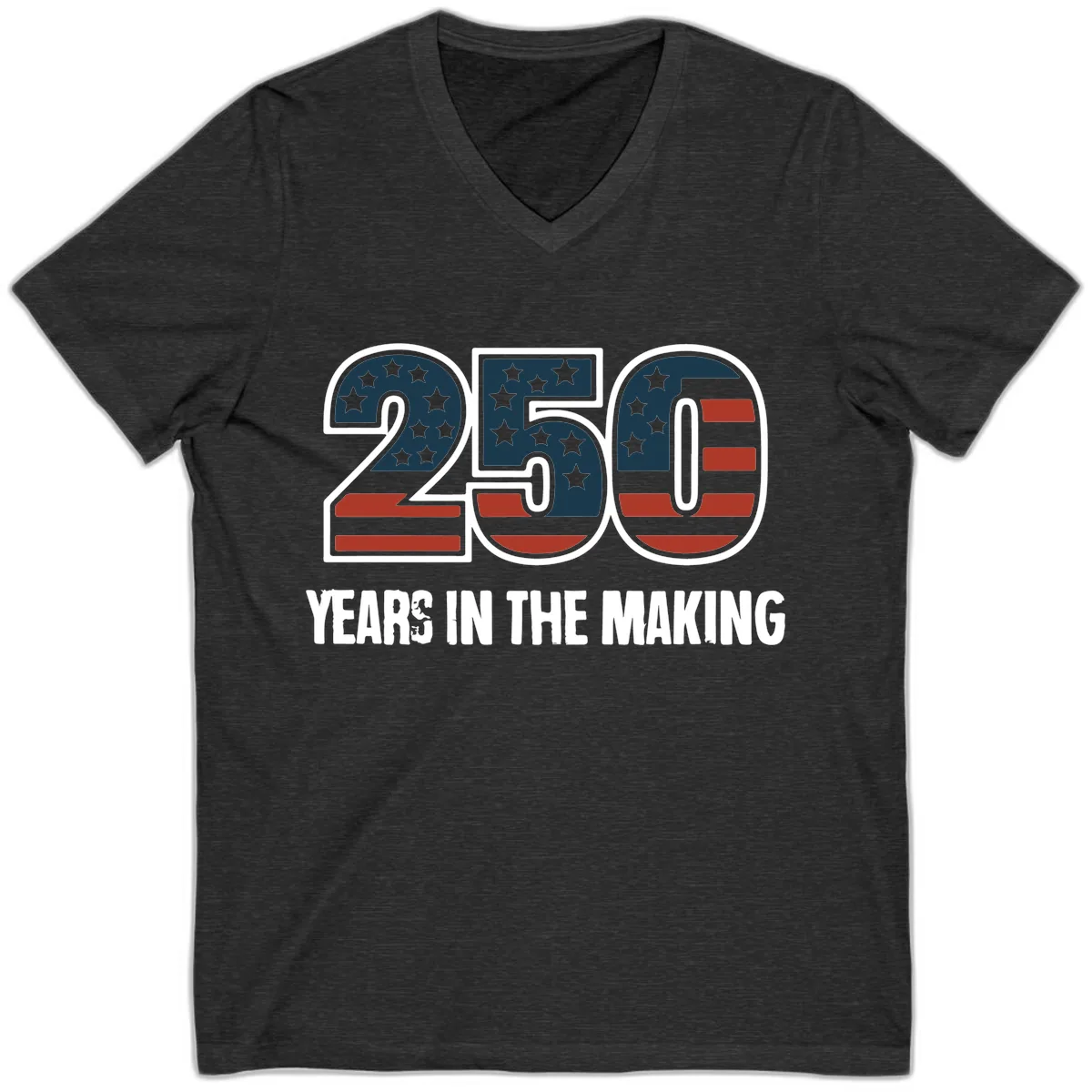 250 Years In The Making Celebration V-Neck in Dark Grey Heather