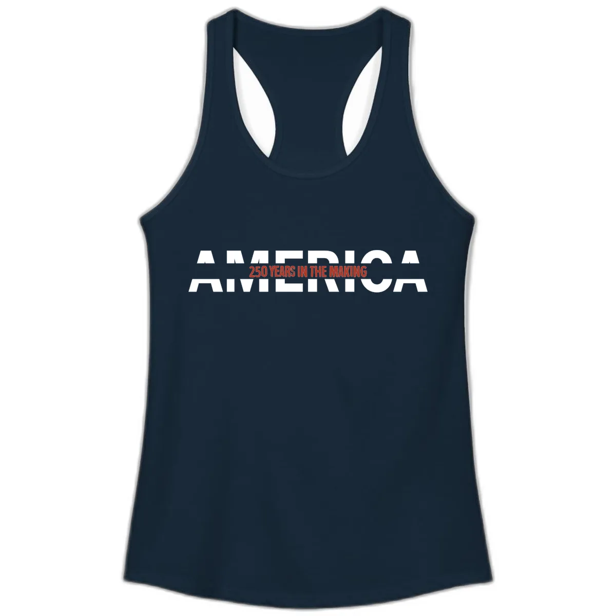 America 250 Years In The Making Ladies Tank in Solid Midnight Navy