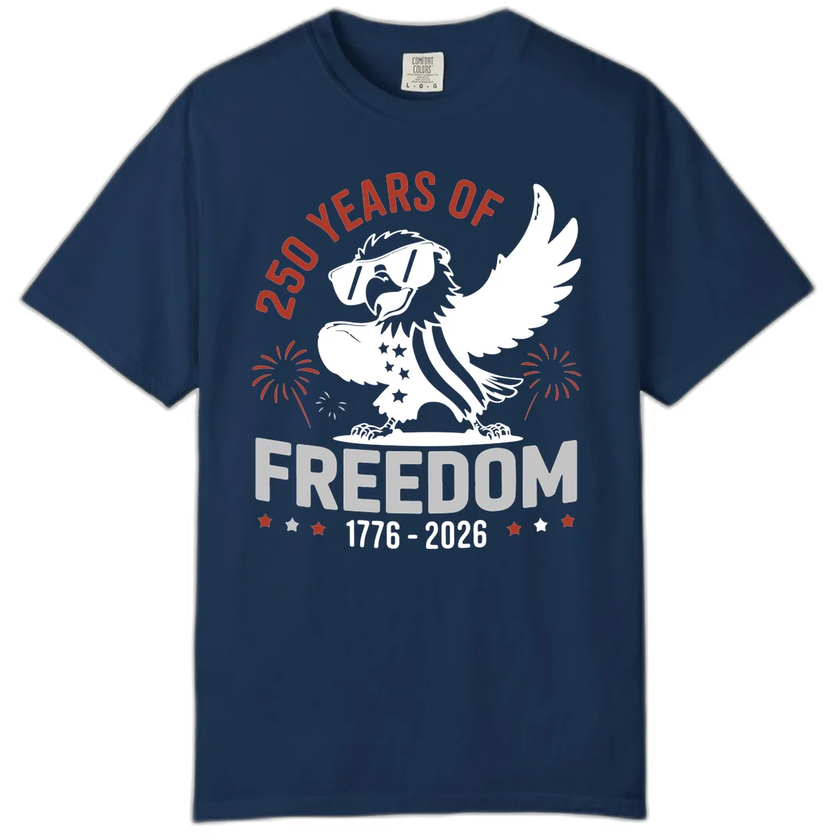 250 Years Of Freedom Eagle Celebration Comfort Color Tee in Navy