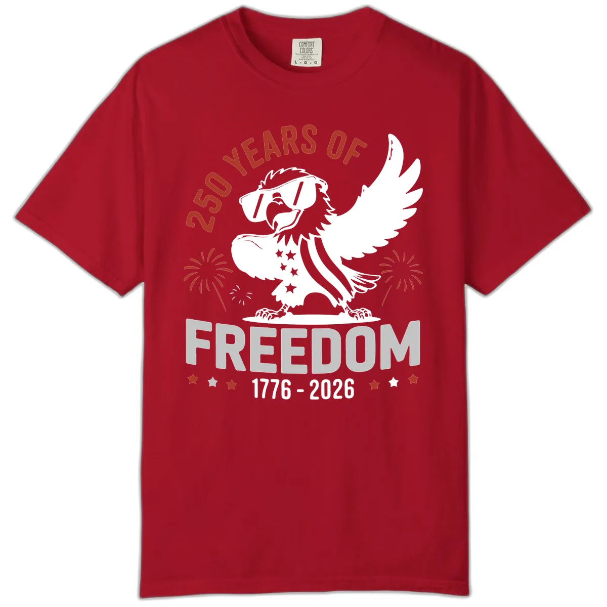 250 Years Of Freedom Eagle Celebration Comfort Color Tee in Red