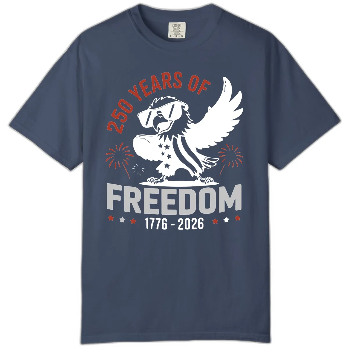 250 Years Of Freedom Eagle Celebration Comfort Color Tee in Midnight