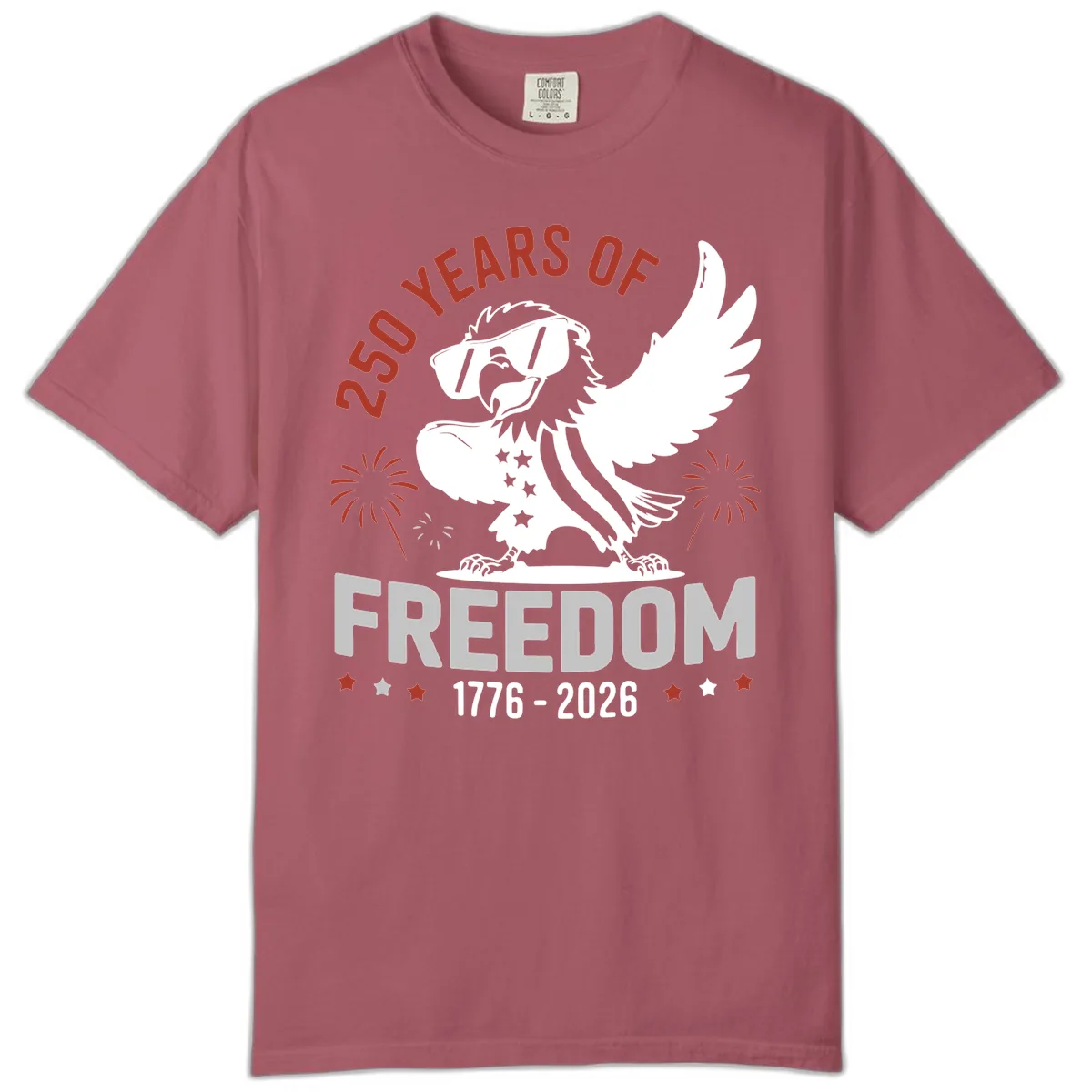 250 Years Of Freedom Eagle Celebration Comfort Color Tee in Crimson