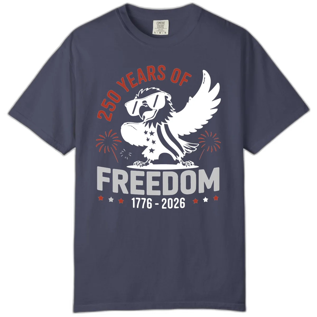 250 Years Of Freedom Eagle Celebration Comfort Color Tee in Denim