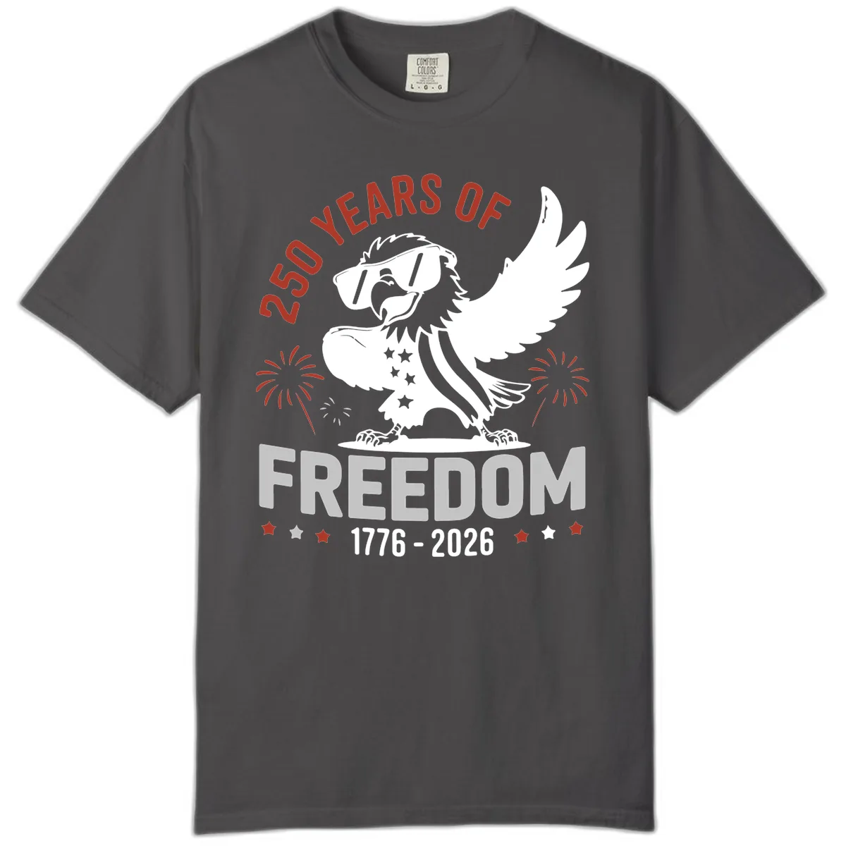 250 Years Of Freedom Eagle Celebration Comfort Color Tee in Graphite