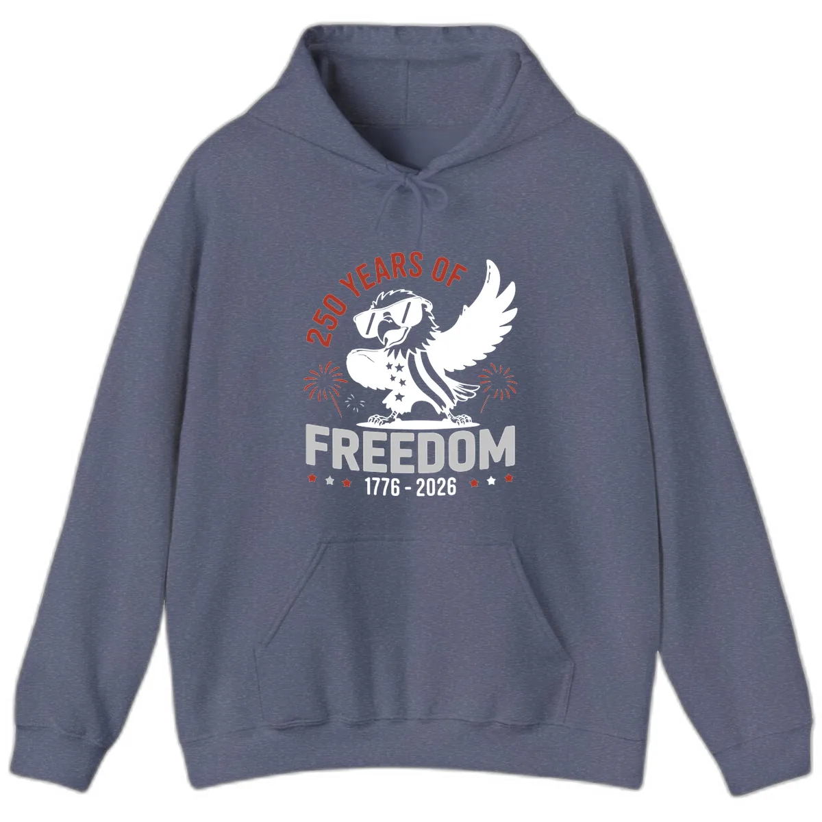 250 Years Of Freedom Eagle Celebration Hoodie in Heather Navy