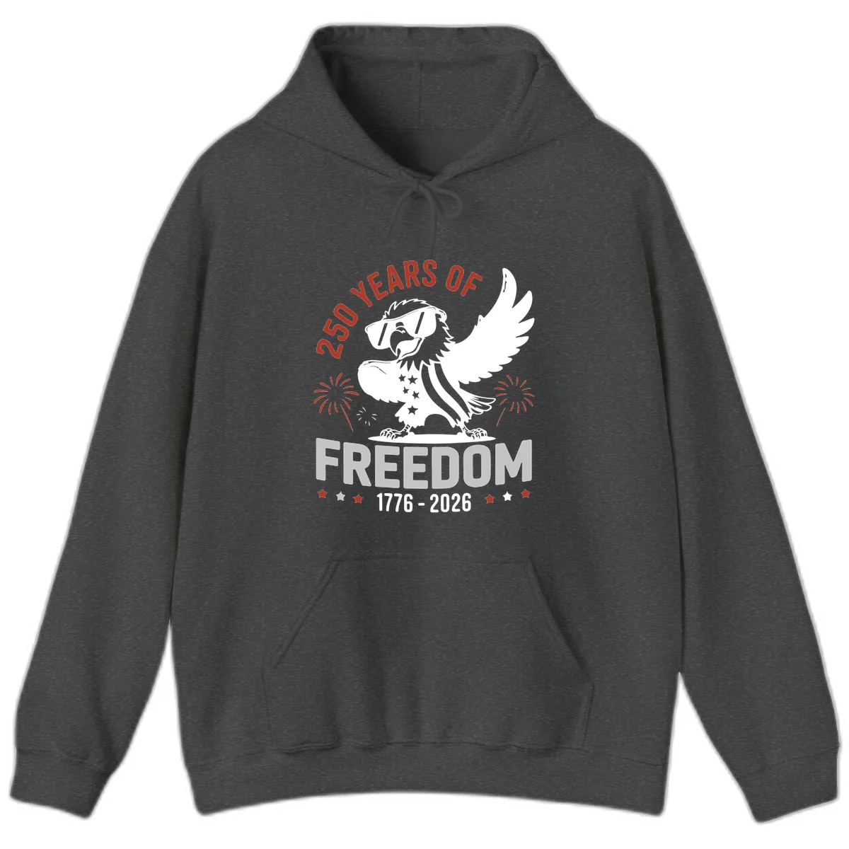 250 Years Of Freedom Eagle Celebration Hoodie in Dark Heather