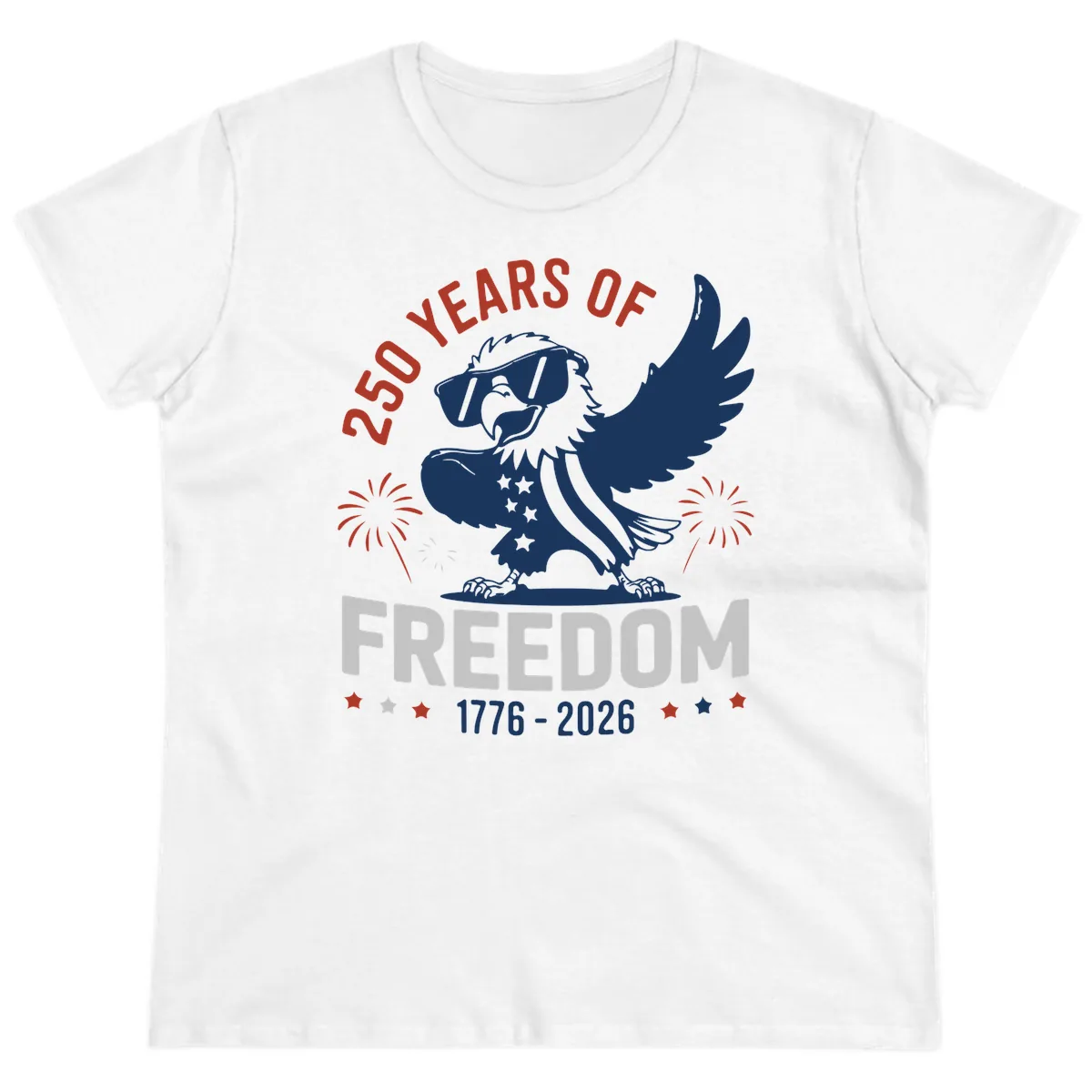 250 Years Of Freedom Eagle Celebration Ladies Tee in White