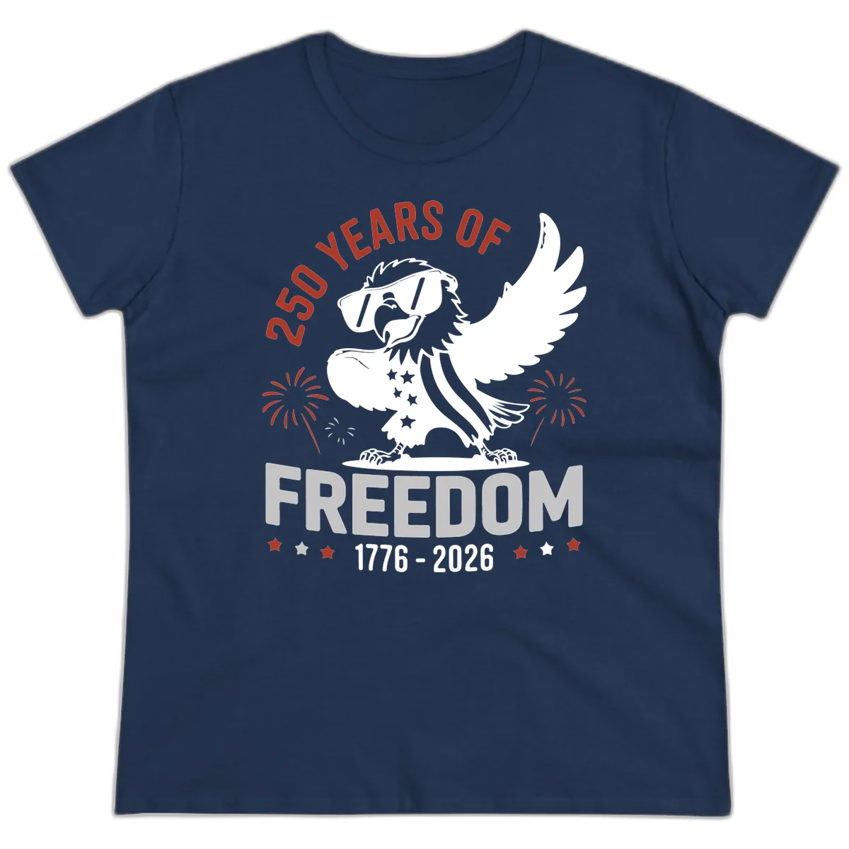 250 Years Of Freedom Eagle Celebration Ladies Tee in Navy