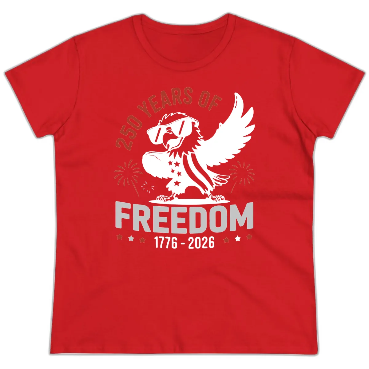 250 Years Of Freedom Eagle Celebration Ladies Tee in Red