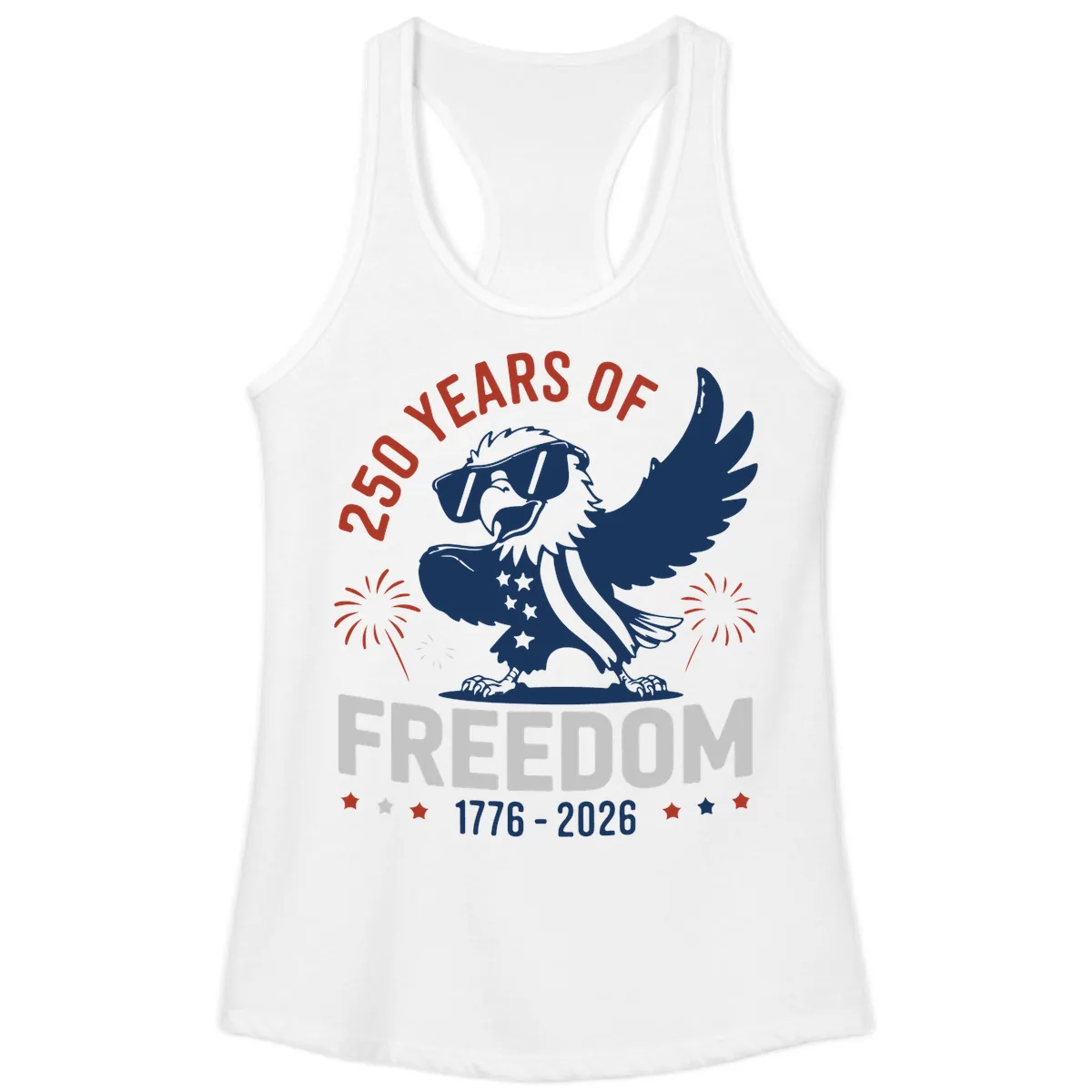 250 Years Of Freedom Eagle Celebration Ladies Tank in White