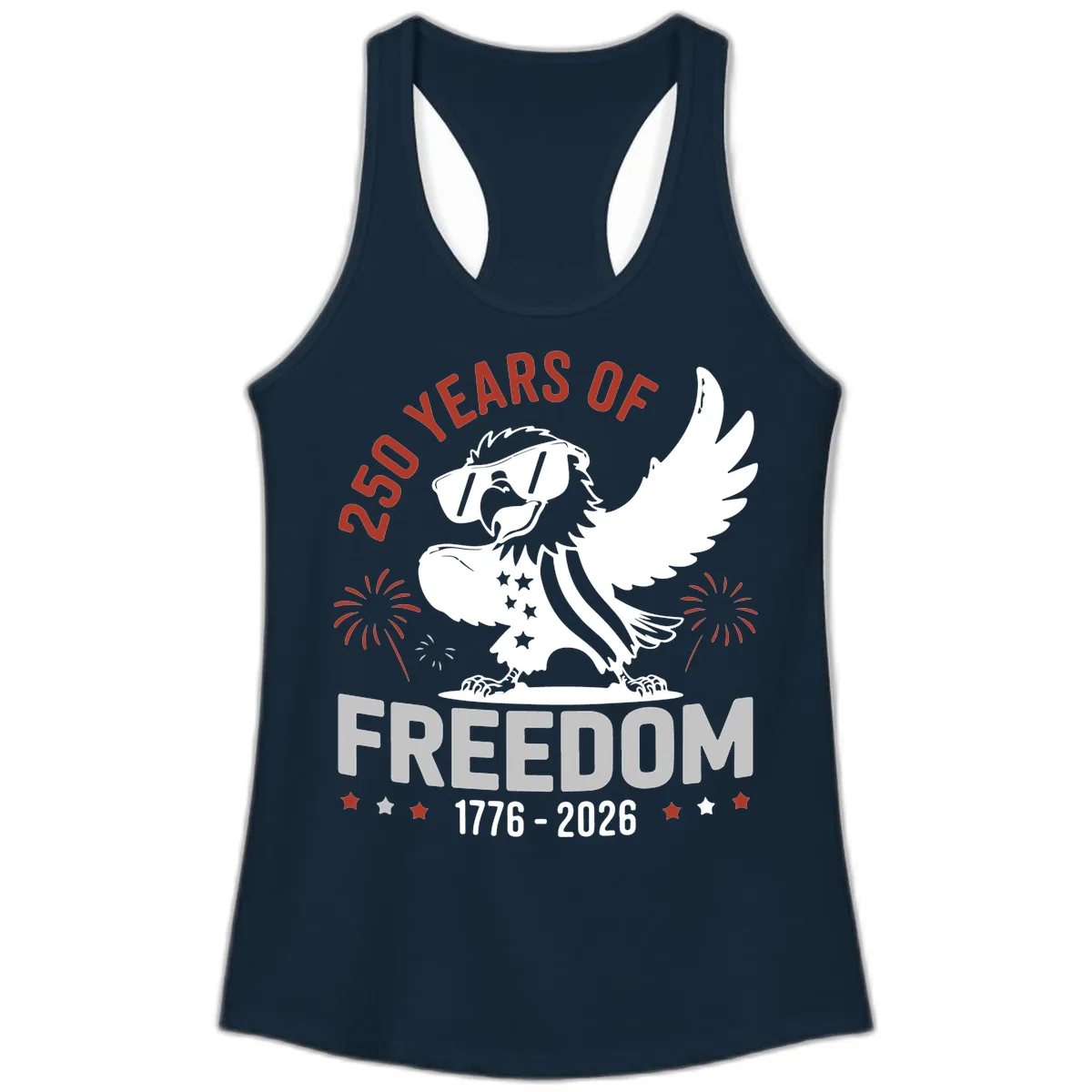 250 Years Of Freedom Eagle Celebration Ladies Tank in Solid Midnight Navy