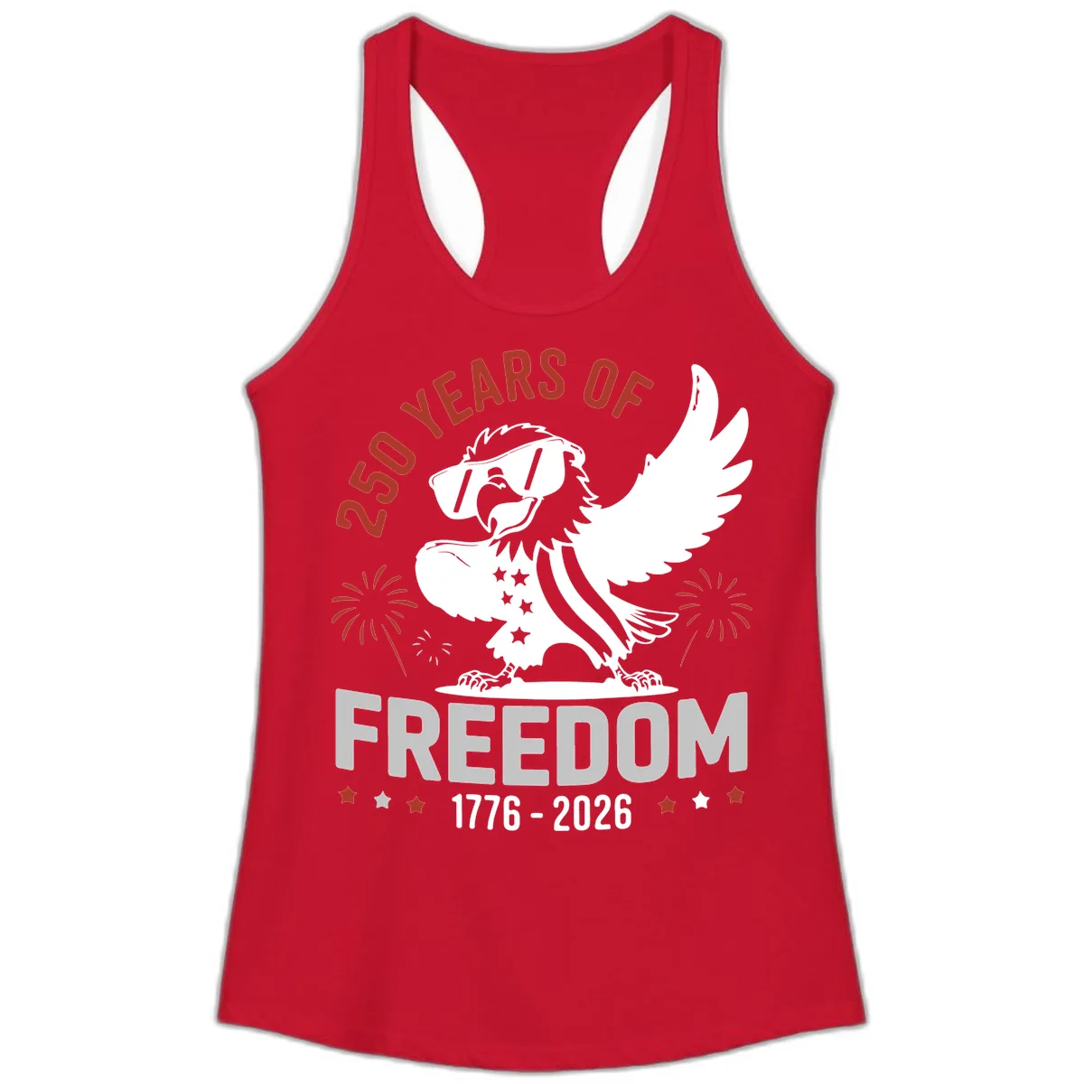 250 Years Of Freedom Eagle Celebration Ladies Tank in Solid Red